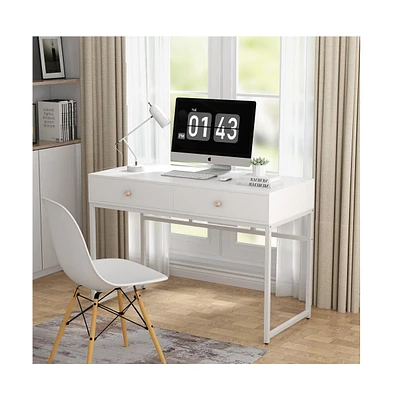 Tribesigns 47 inch Computer Desk with 2 Storage Drawers, Makeup Vanity Console Table,Modern Simple Home Office Desk Study Table Writing Desk