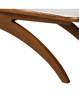 Baxton Studio Orella Japandi Cream Boucle Fabric and Walnut Brown Finished Wood Bench