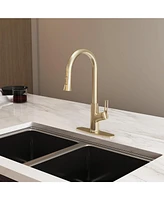 Casainc Single-Handle Pull-Down Kitchen Faucet Single Hole Faucet with Deck Plate