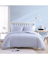 Poppy & Fritz Oxford Stripe Cotton Blue 2 Piece Duvet Cover Set-Twin