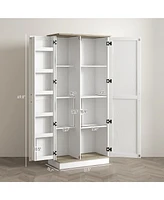Homcom 70" Tall Kitchen Pantry Storage Cabinet with Spice Racks,