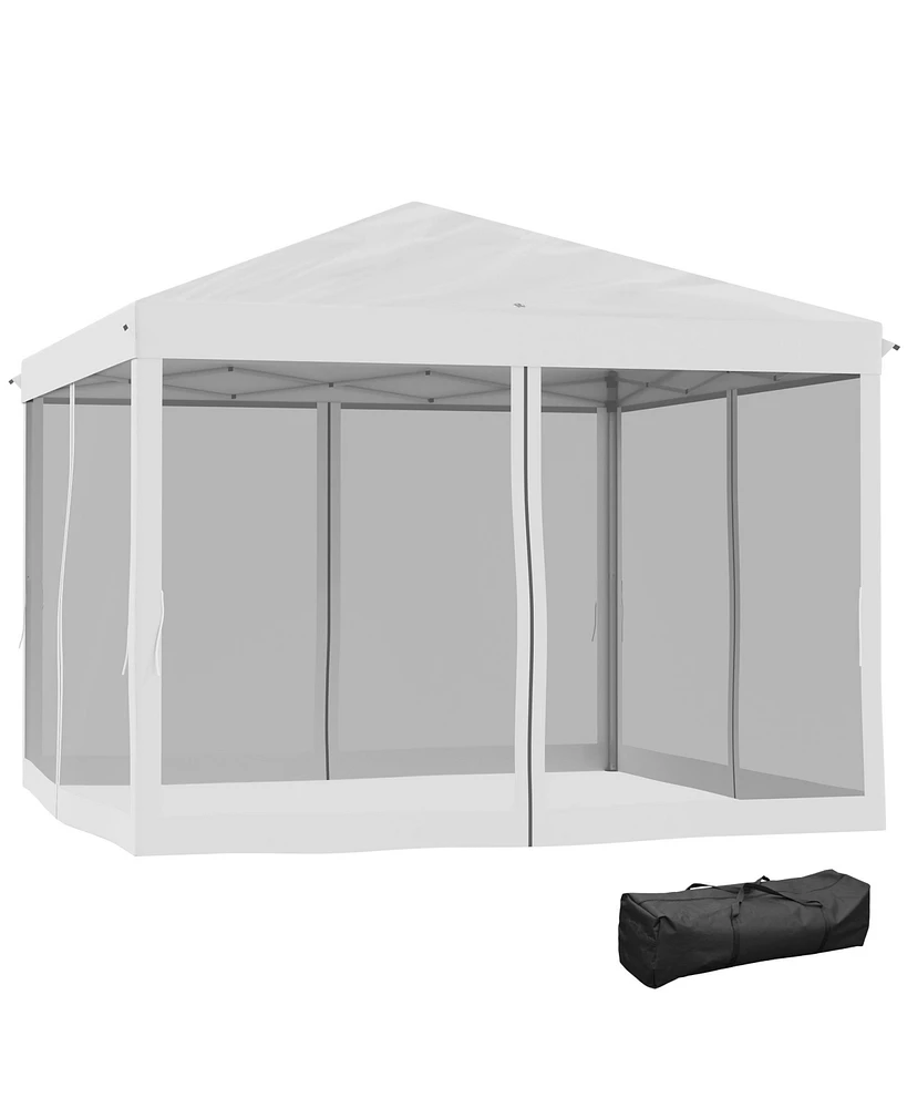 Outsunny 10' x Pop Up Canopy with 4 Removable Sidewalls,