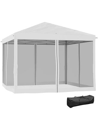 Outsunny 10' x Pop Up Canopy with 4 Removable Sidewalls,