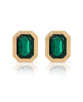 Ettika Emerald Deco Stud Earrings