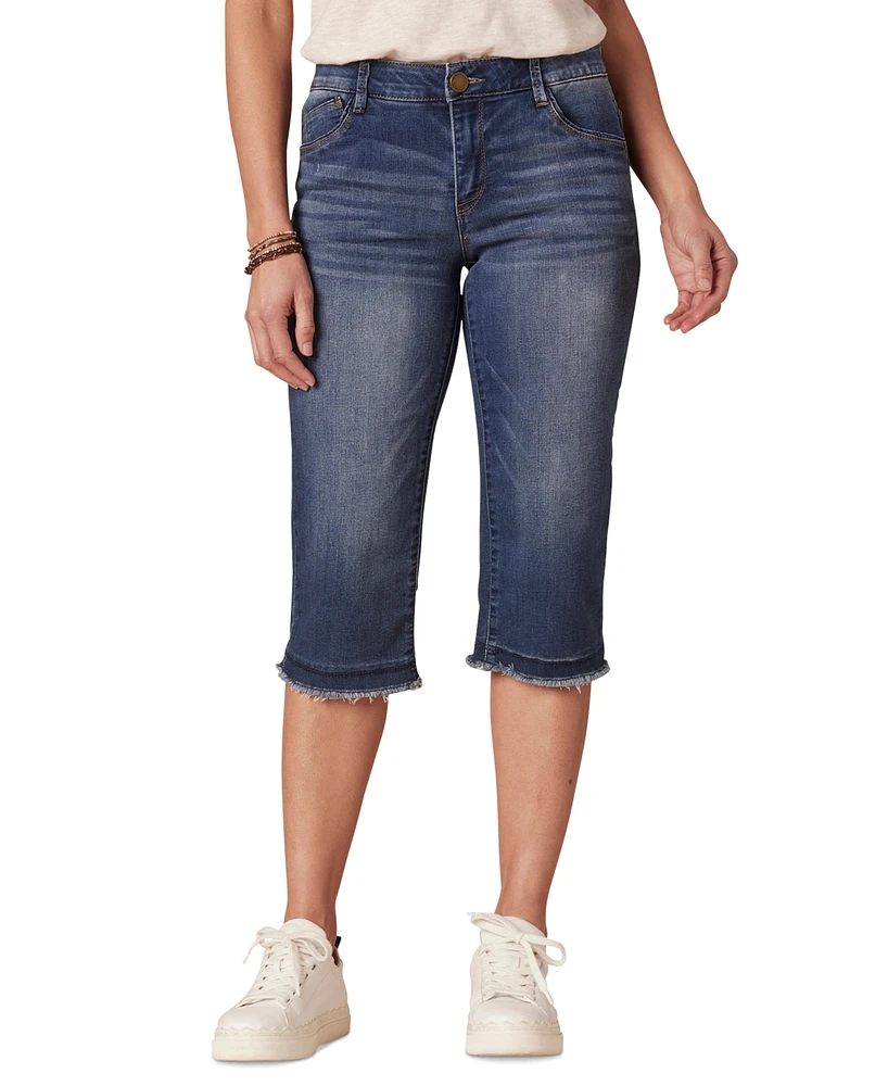 Democracy Petite Mid-Rise Frayed-Hem Skimmer Jeans