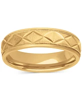 Men's Geometric Texture Milgrain Bead Wedding Band 18k Gold-Plated Sterling Silver