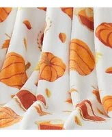 Kate Aurora Thanksgiving Autumn Harvest Leaves & Pumpkin Pies Ultra Soft & Plush Accent Throw Blanket - 50 in. W x 70 in. L