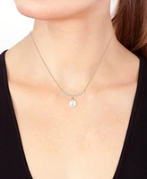 Effy Cultured Akoya Pearl (6mm) & Diamond (1/6 ct. t.w.) Fancy 18" Collar Necklace in 14k Rose Gold