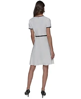 Karl Lagerfeld Paris Women's Beaded-Button Contrast-Trim Dress