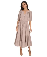 Calvin Klein Plus Puff-Sleeve Tiered Maxi Dress