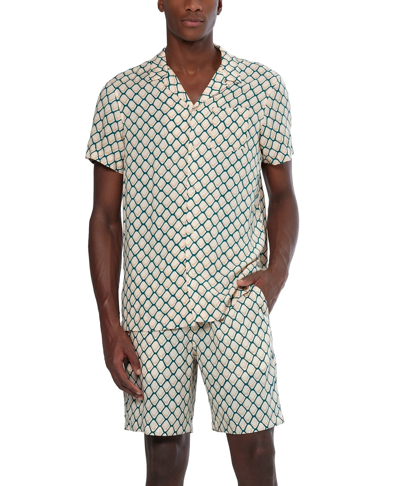 Scotch & Soda Men's Regular-Fit Geo-Print Button-Down Camp Shirt