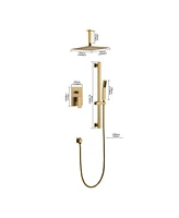 Casainc 10 Inch Ceiling Mount Dual Shower Heads Shower System With Shower Hand