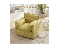 gaomon Uphosltered 360 Swivel Accent Armchair, Modern Accent Chair with Thick Cushion, Oversized Single Sofa Chair for Living Room & Office, Comfy Rea