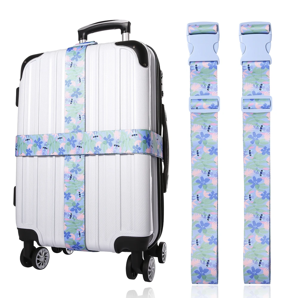 Disney Stitch 2-Piece Luggage Strap Set - Light Tropical Design