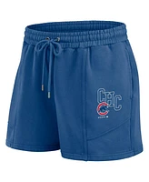 Wear by Erin Andrews Women's Navy Chicago Cubs Washed Fleece Sweatshirt Shorts Lounge Set