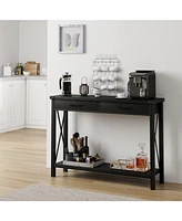 gaomon Console Table with 2 Drawers, Farmhouse Sofa Table with Storage Shelf, Accent Wood Entryway Table