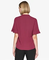 Karl Lagerfeld Paris Women's Ruffled Flutter-Sleeve Blouse