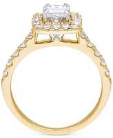 Diamond Princess Halo Engagement Ring (1 ct. t.w.) in 14k Gold