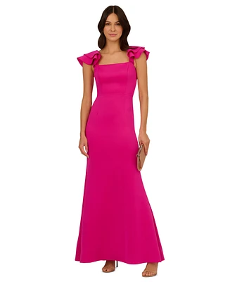 Adrianna Papell Women's Square-Neck Scuba Mermaid Gown