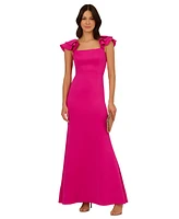 Adrianna Papell Women's Square-Neck Scuba Mermaid Gown