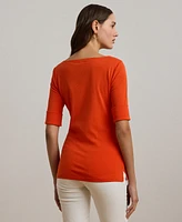 Lauren Ralph Petite Stretch Cotton Boatneck Tee