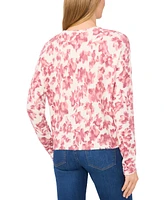 CeCe Women's Long-Sleeve Floral Crewneck Sweater