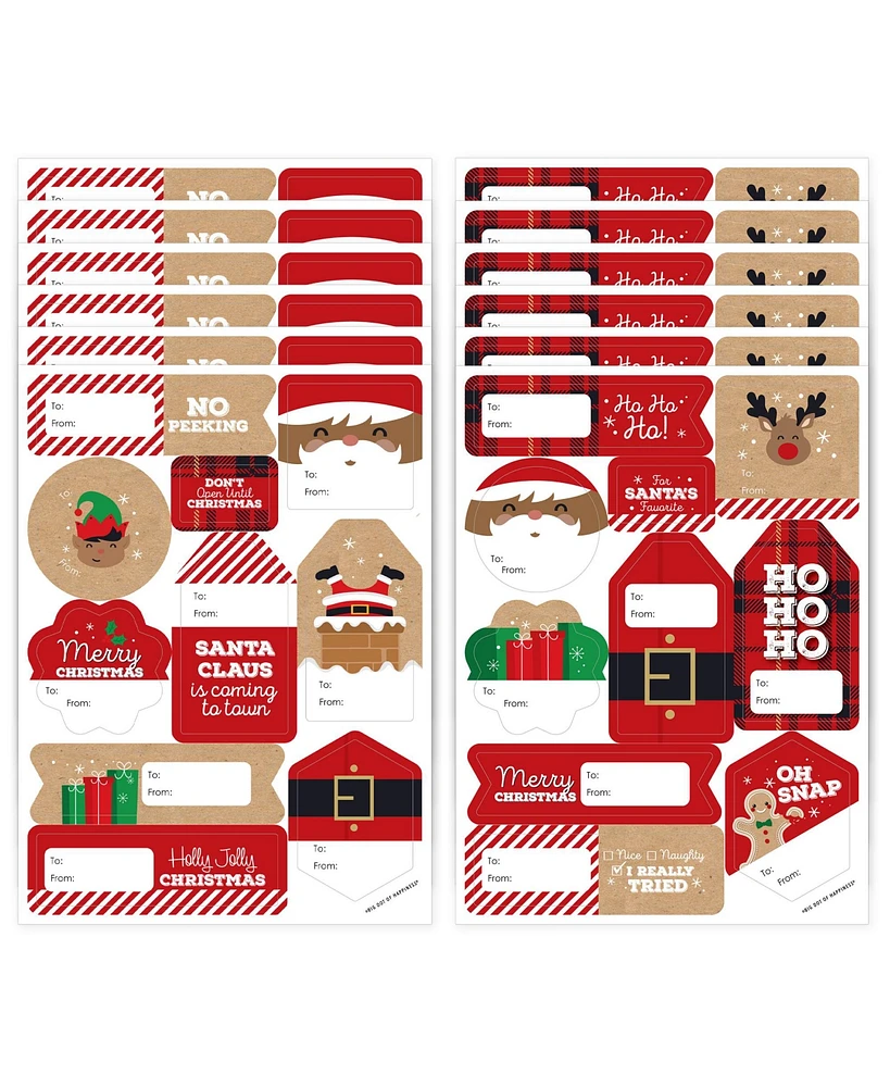 Big Dot of Happiness Jolly Santa Claus - Assorted To and From Stickers - 12 Sheets - 120 Stickers