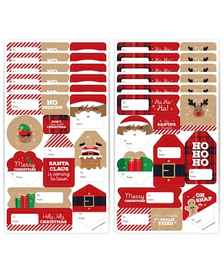 Big Dot of Happiness Jolly Santa Claus - Assorted To and From Stickers - 12 Sheets - 120 Stickers