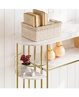 gaomon Console Table Gold Sofa Tables Narrow Entryway Table with Storage and Shelves