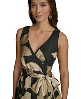 Donna Karan New York Women's Printed Sleeveless Tie-Waist Gown