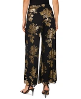 Msk Women's Glitter Chiffon Wide-Leg Pull-On Pants