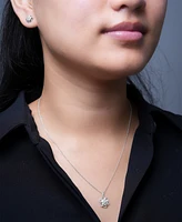 2-Pc. Set Diamond Flower Pendant Necklace & Matching Stud Earrings (1/4 ct. t.w.) in Sterling Silver, Exclusively at Macy's