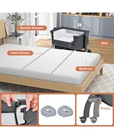 Costway 3-in-1 Portable Baby Bassinet Bedside Sleeper Cradle with Mattress& Storage Basket