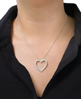 Diamond Open Heart Pendant Necklace (1/2 ct. t.w.) in Sterling Silver, 18" + 2" extender, Created for Macy's