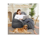 gaomon Giant Bean Bag Chair, Faux Fur Stuffed Bean Bag Couch with Filler, Bean Bag Chair for Adults, Big Lazy Sofa Floor Sofa with Handle