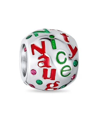 Bling Jewelry Naughty Nice Christmas Charm Bead Crystal Spacer for Bracelet