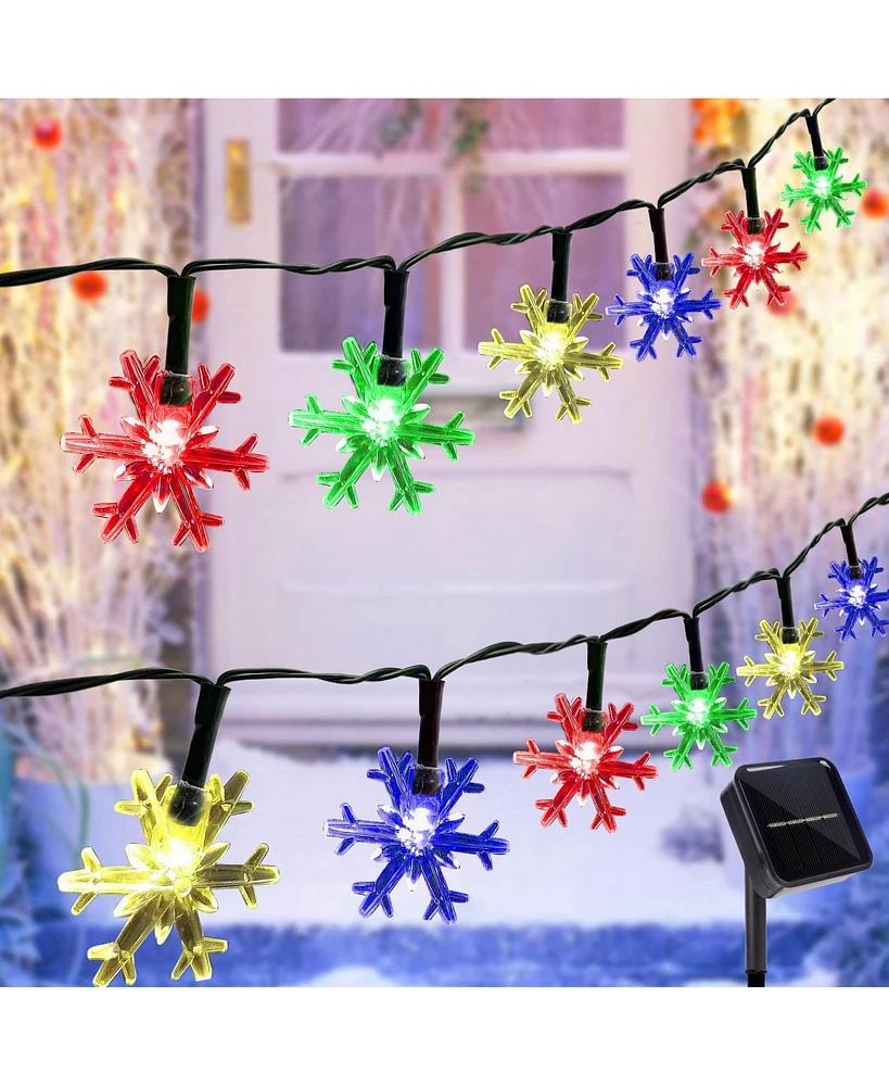 Twinkle Star 100 Led Christmas Snowflake String Lights Plug In Waterproof Fairy Light - 49 Ft