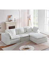 Tribesigns Modern Modular Sectional Sofa, 118" L-Shaped Sofa Couch with 3 Pillows and Ottoman, Modern Extra Deep Seat Couches for Living Room (White,