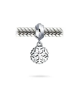 Bling Jewelry Snowflake Christmas Charm Bead Sterling Silver for Bracelets