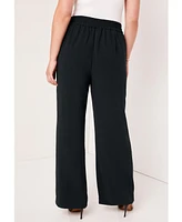 June + Vie Plus Curvie Fit Wide-Leg Corner Office Pants