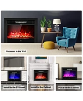 Sugift 28.5 Inch Electric Fireplace Recessed with 3 Flame Colors