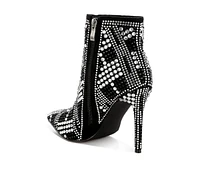 London Rag Urbanite Rhinestones Studded Stiletto Heel Boots