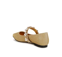 Rag & Co Flavia Diamante Brooch Glitter Ballerinas