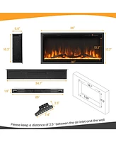 Sugift Electric Fireplace in-Wall Recessed with Remote Control and Adjustable Color and Brightness-36 inches