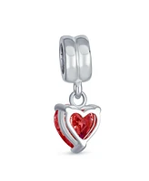 Bling Jewelry Valentines Love Heart Dangle Charm Bead Sterling Silver for Bracelet