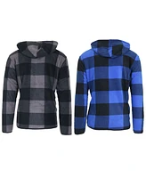 Galaxy By Harvic Men's Modern Fit Heavyweight Polar Fleece Plaid Hoodie with Sherpa Lining-2 Pack