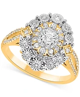 Diamond Halo Cluster Ring (1/4 ct. t.w.) in 14k Gold