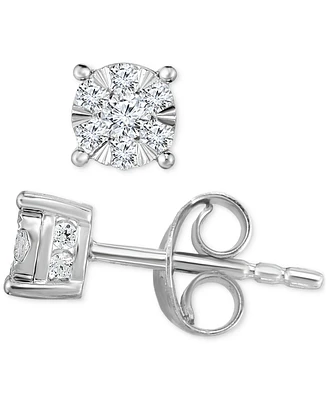 TruMiracle Diamond Cluster Stud Earrings (1/2 ct. t.w.) in 14k White Gold