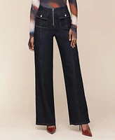 Avec Les Filles Women's Zip-Front Wide-Leg Jeans