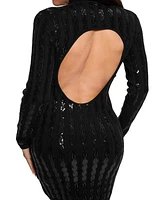 Guess Women's Bailey Sequined Open-Back Bodycon Sweater Dress